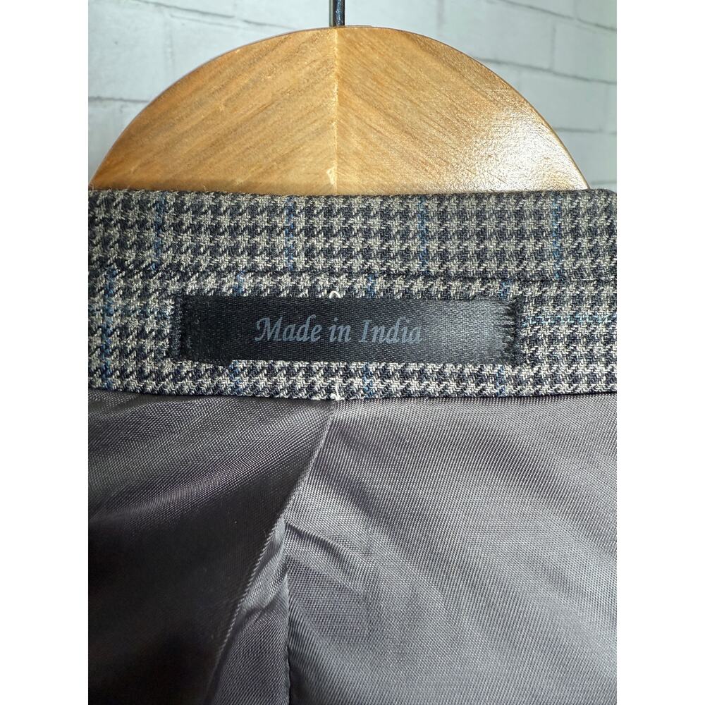 Ralph Lauren 50R Houndstooth Plaid 2 Button Blazer $350  Silk&Wool Jacket Gray - Picture 10 of 10